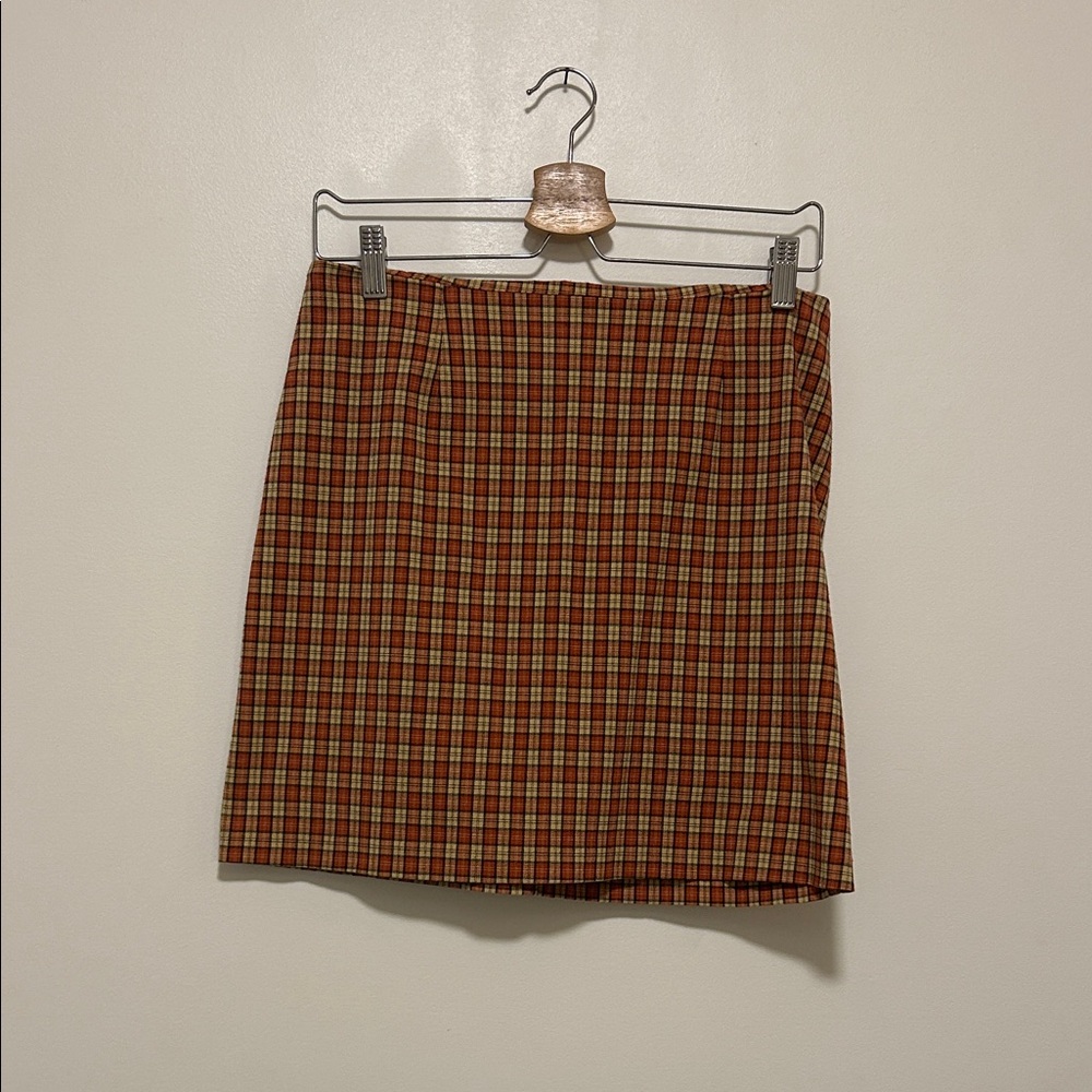 90’s Plaid Stretchy Mini Skirt, size M/L (32” waist)